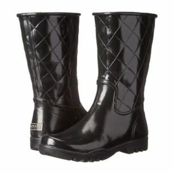 Sperry Shoes - SPERRY TOPSIDER Nellie Black Quilted Rain Boots